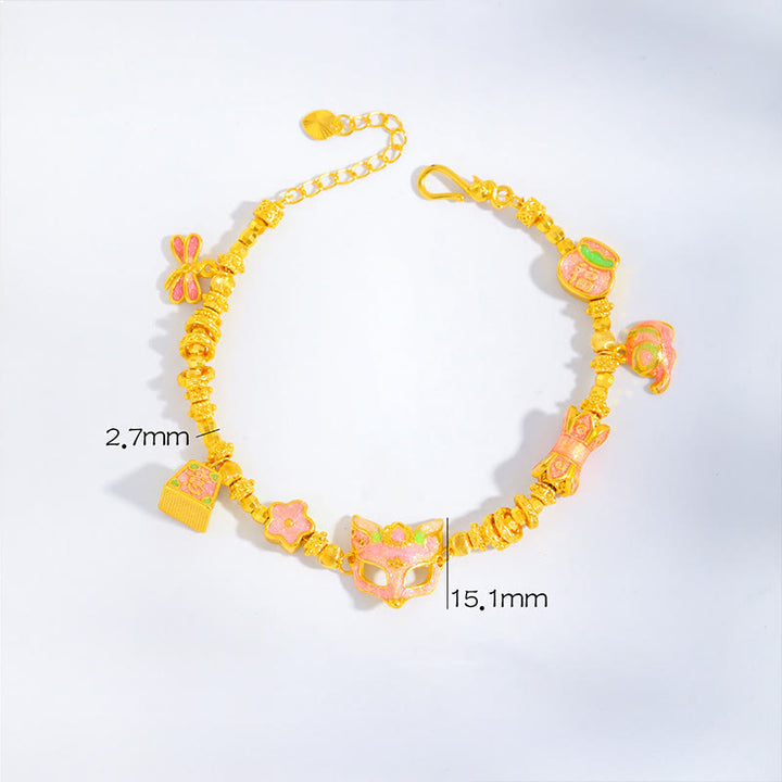 Pulsera de la fortuna de cobre con dije de Ruyi y el personaje del zorro Fu de Buddha Stones - Cobre (Circunferencia de la muñeca: 16-19 cm) - image 1