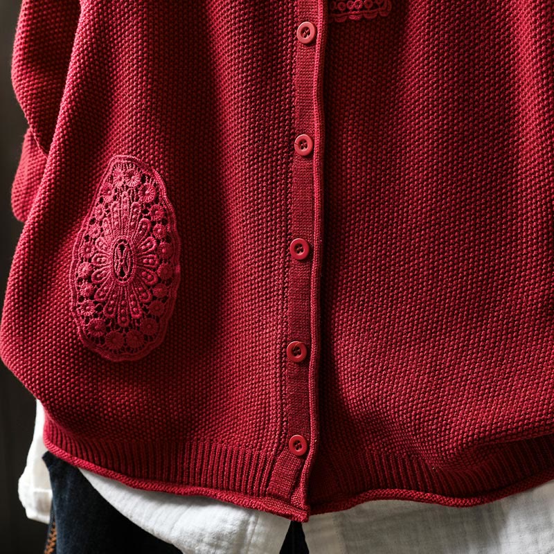 Suéter cárdigan de punto de manga larga para mujer, de algodón, con botones florales y Buddha Stones. - image 18