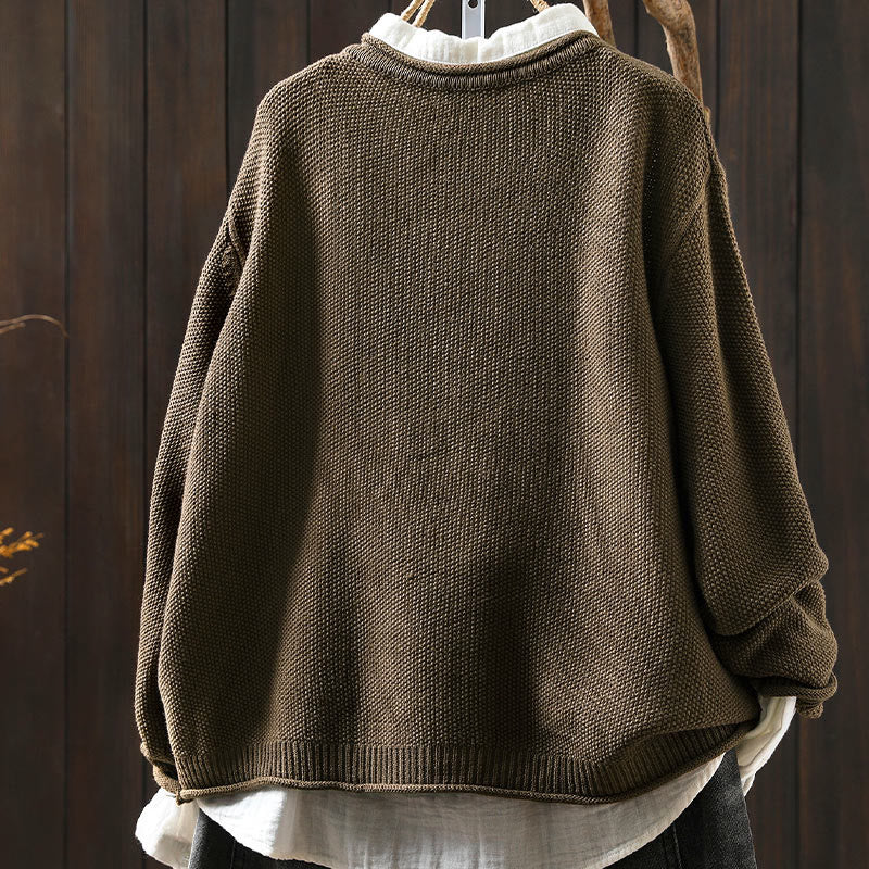 Suéter cárdigan de punto de manga larga para mujer, de algodón, con botones florales y Buddha Stones. - image 4