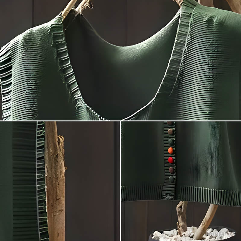 Chaleco sin mangas de punto de algodón para mujer con botones de colores y Buddha Stones - image 8