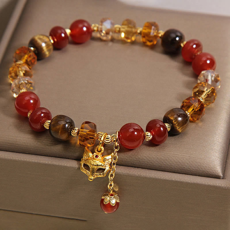 Pulsera de cuentas con dije de zorro, ojo de tigre y Buddha Stones. - image 3