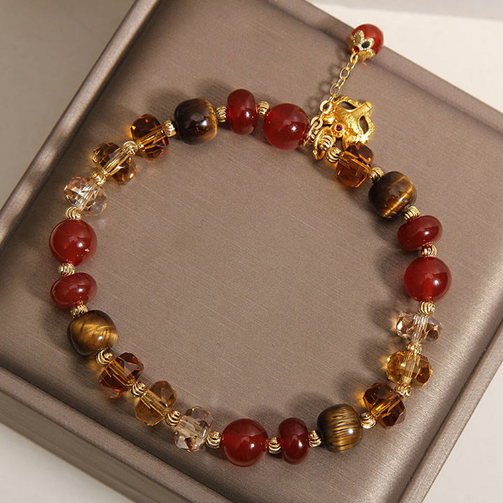 Pulsera de cuentas con dije de zorro, ojo de tigre y Buddha Stones. - image 10
