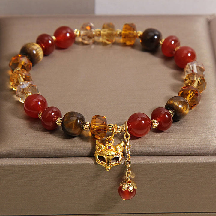 Pulsera de cuentas con dije de zorro, ojo de tigre y Buddha Stones. - image 4