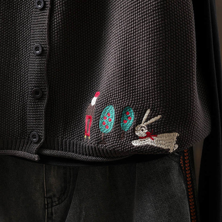 Chaleco sin mangas de algodón tejido para mujer con bordado de figuras de Buddha Stones, piedras, conejo y árbol. - image 20