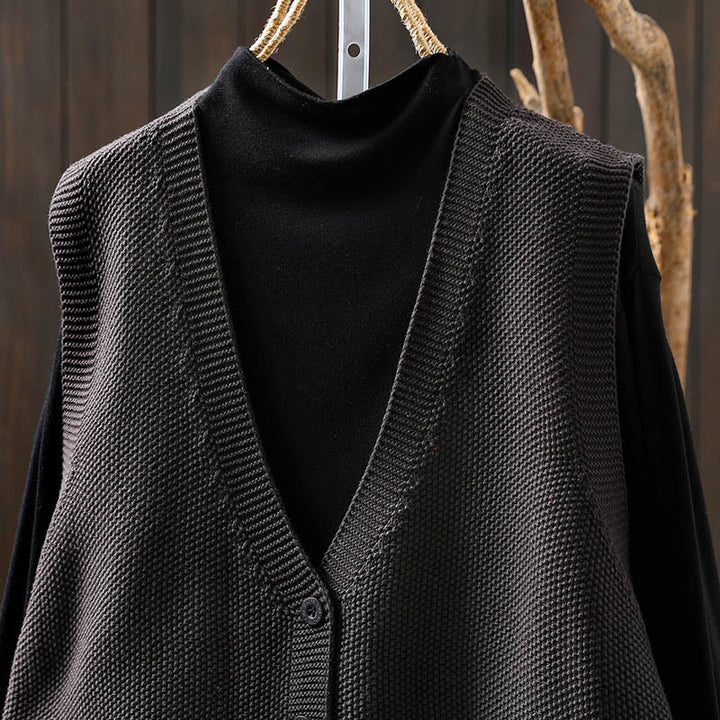 Chaleco sin mangas de algodón tejido para mujer con bordado de figuras de Buddha Stones, piedras, conejo y árbol. - image 19