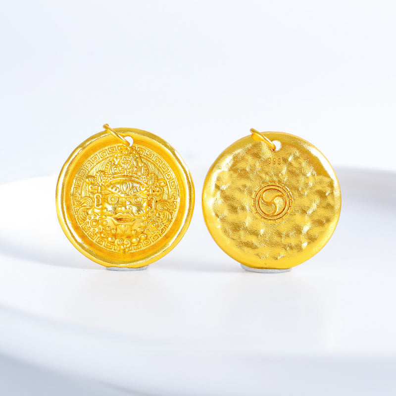 Collar con colgante de cadena Jambhala amarilla de latón chapado en oro de 24k con Buddha Stones y símbolo de prosperidad y protección. - image 6