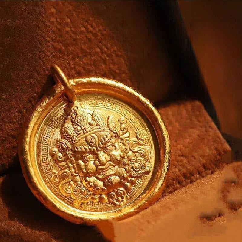 Collar con colgante de cadena de prosperidad Jambhala de cobre amarillo con Buddha Stones - image 0