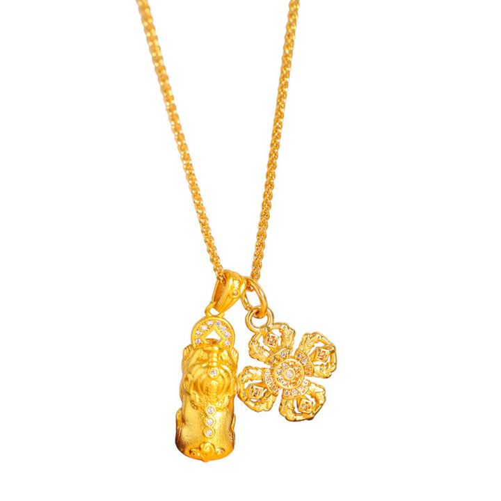 Collar con colgante de cadena de prosperidad con cruz Pixiu Dorje Vajra de Buddha Stones y cobre - image 5