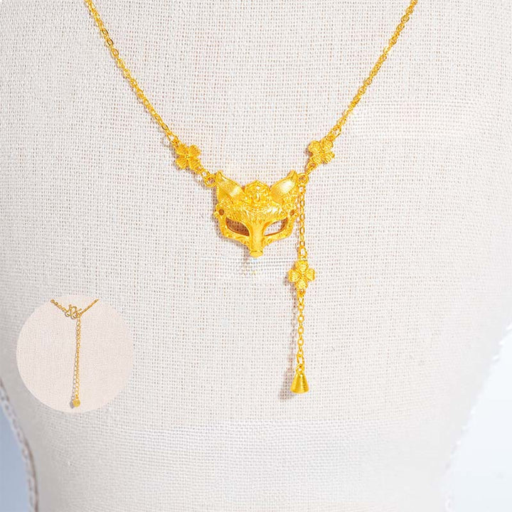 Collar con colgante de equilibrio de cobre con borla, diseño de flor de zorro dorado y piedra de Buda - image 2