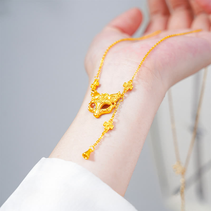 Collar con colgante de equilibrio de cobre con borla, diseño de flor de zorro dorado y piedra de Buda - image 3