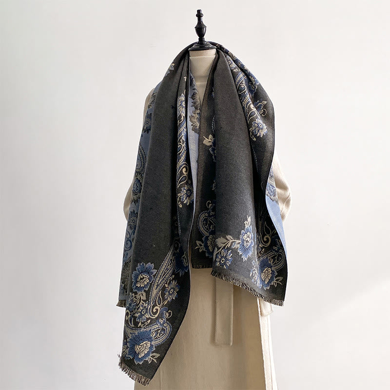 Bufanda/chal cálido y acogedor con estampado de enredaderas de flores de anacardo y Buddha Stones en otoño - image 10