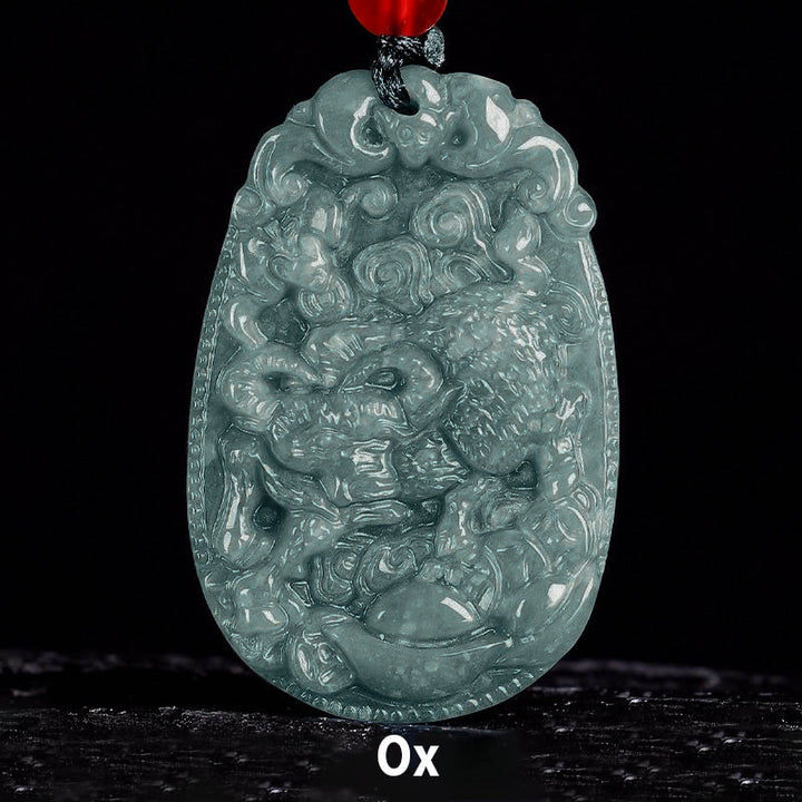 Collar con colgante de cuerda de la suerte con Buddha Stones , jade del zodiaco chino, año del caballo - Buey - image 11