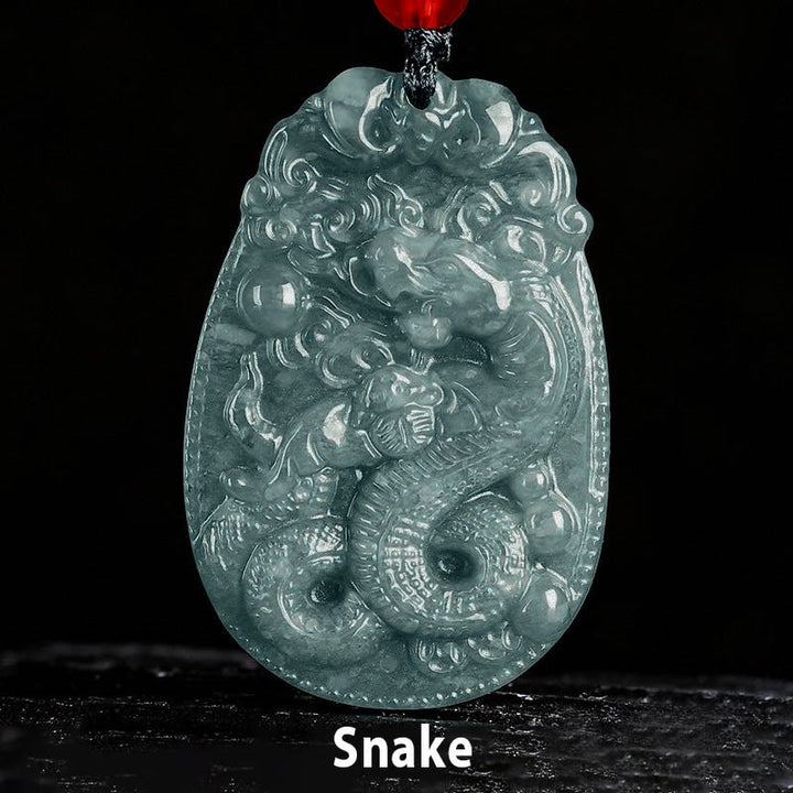 Collar con colgante de cuerda de la suerte con Buddha Stones , jade del zodiaco chino, año del caballo - Serpiente - image 15