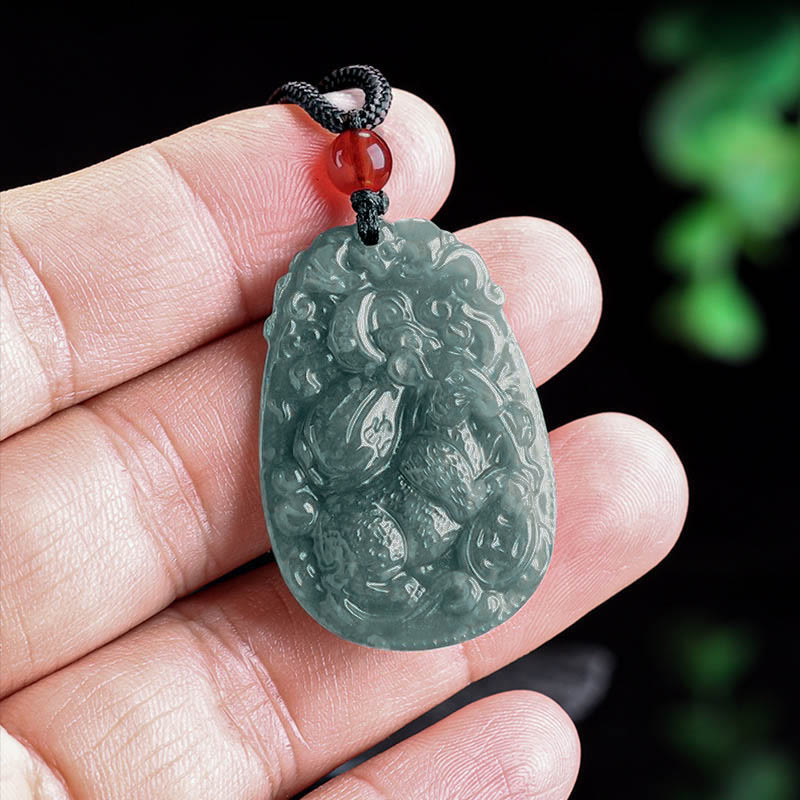 Collar con colgante de cuerda de la suerte con Buddha Stones , jade del zodiaco chino, año del caballo - image 9