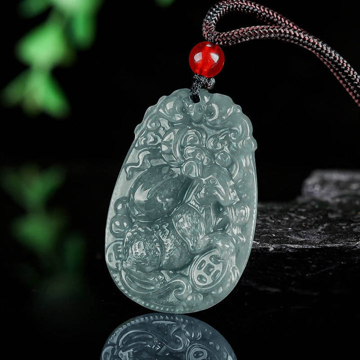 Collar con colgante de cuerda de la suerte con Buddha Stones , jade del zodiaco chino, año del caballo - image 7