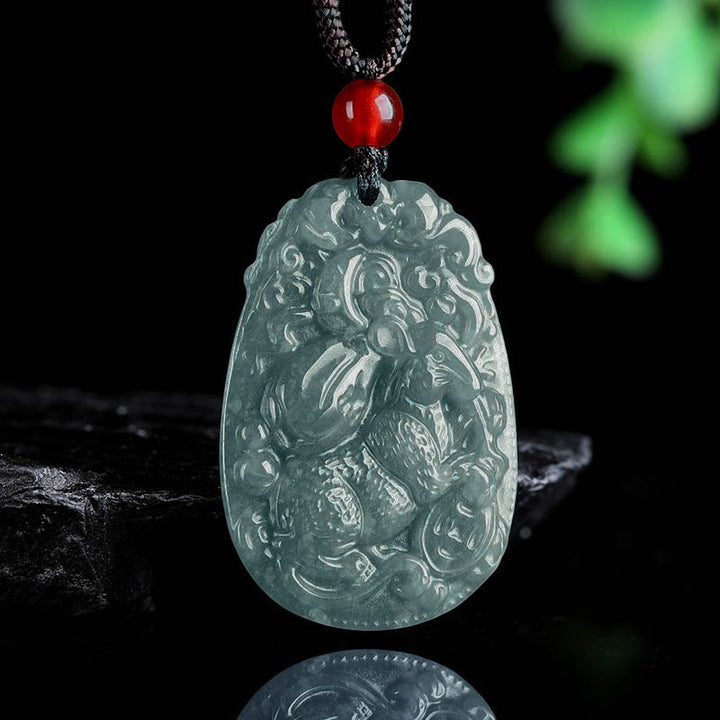 Collar con colgante de cuerda de la suerte con Buddha Stones , jade del zodiaco chino, año del caballo - image 8