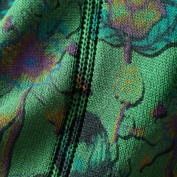 Cárdigan de punto de manga larga para mujer con botones, botones y bolsillos, estampado de girasoles y Buddha Stones. - image 8