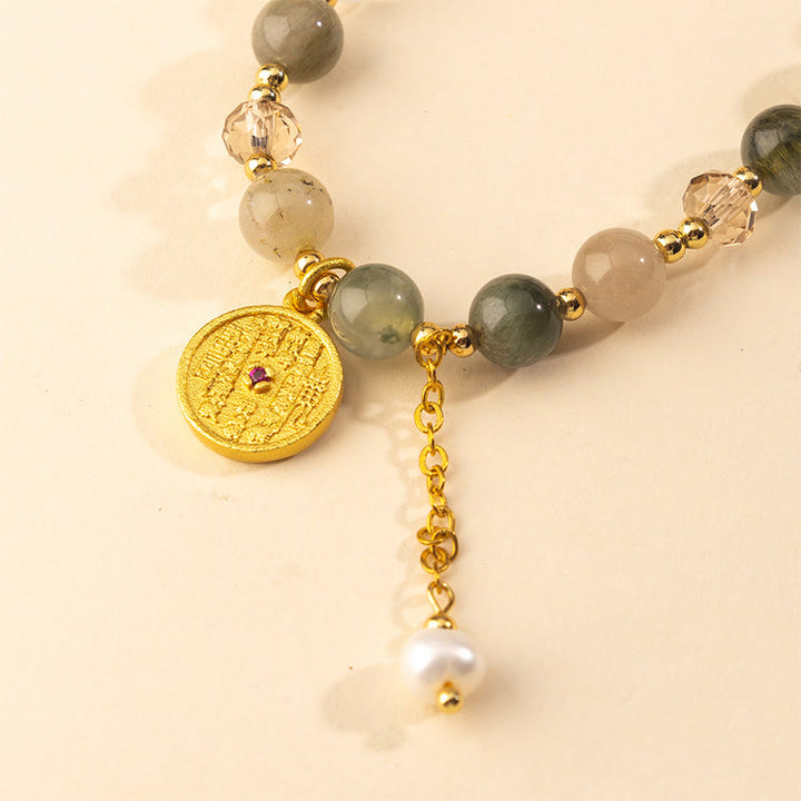 Pulsera de doble vuelta de cuarzo rutilado de colores con Buddha Stones y cobre para la buena fortuna - image 3