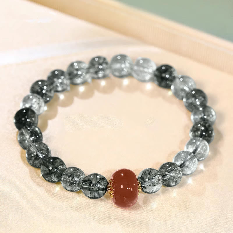 Pulsera positiva de ágata roja fantasma verde con Buddha Stones - image 2