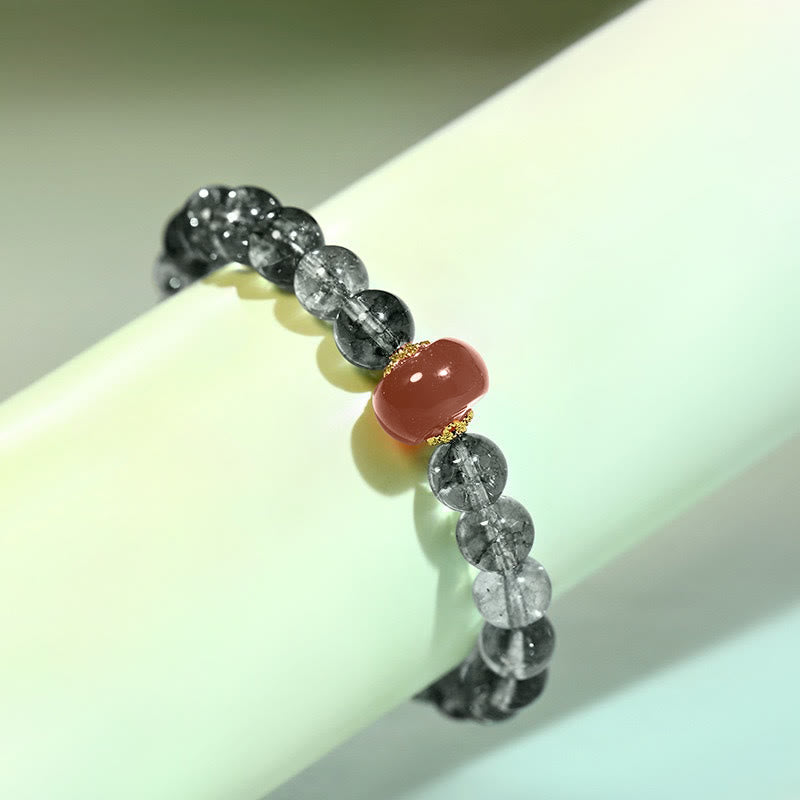 Pulsera positiva de ágata roja fantasma verde con Buddha Stones - image 9