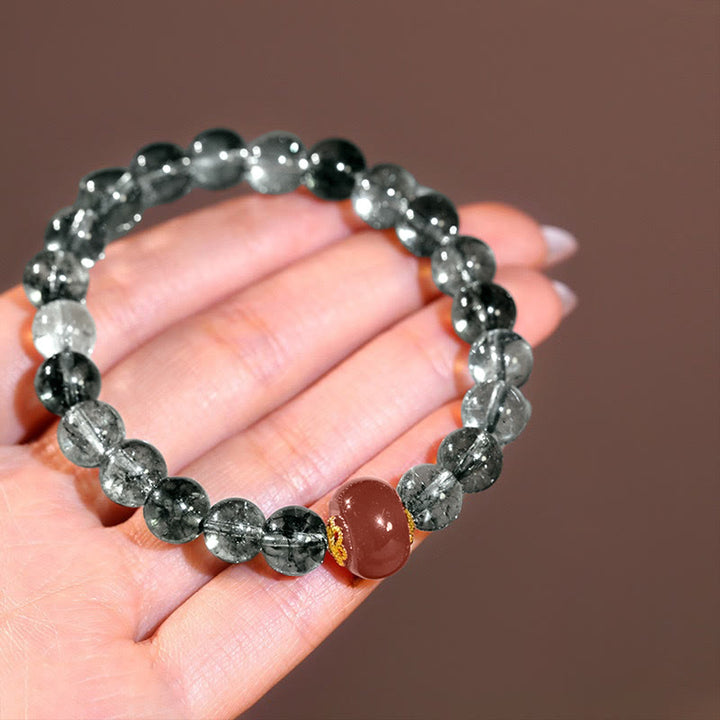 Pulsera positiva de ágata roja fantasma verde con Buddha Stones - image 3