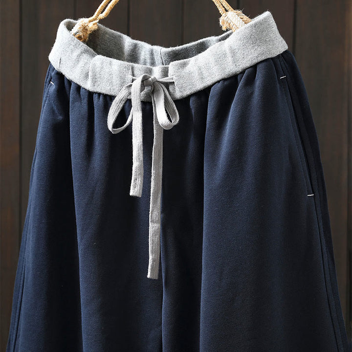 Pantalones de algodón para mujer con bolsillos y bloques de color liso de Buddha Stones Fall - image 1