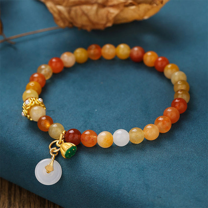Pulsera de jade y seda dorada con hebilla de paz y Buddha Stones para alejar los malos espíritus - image 1