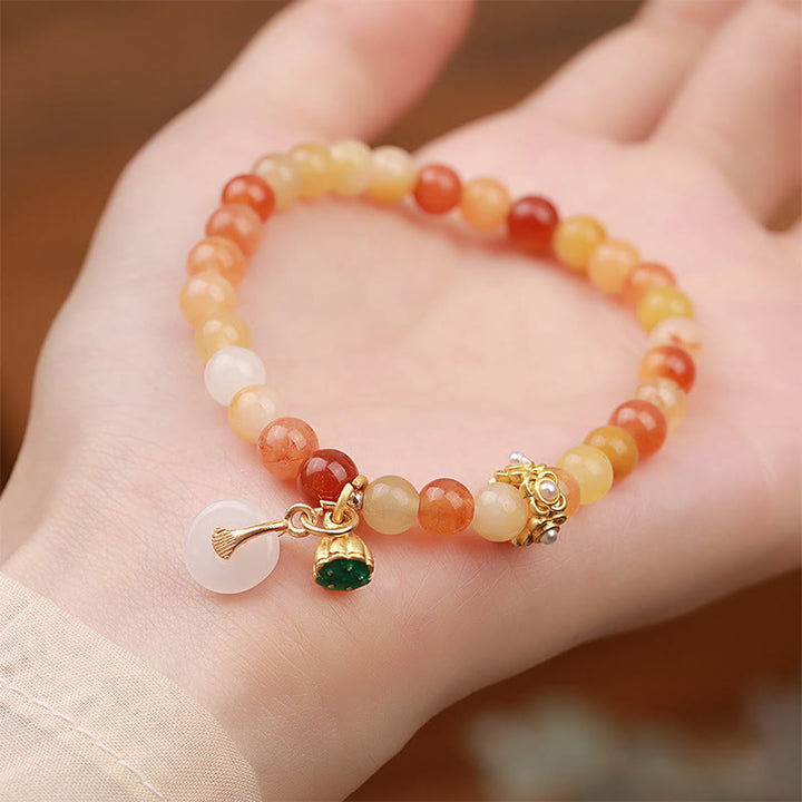 Pulsera de jade y seda dorada con hebilla de paz y Buddha Stones para alejar los malos espíritus - image 2