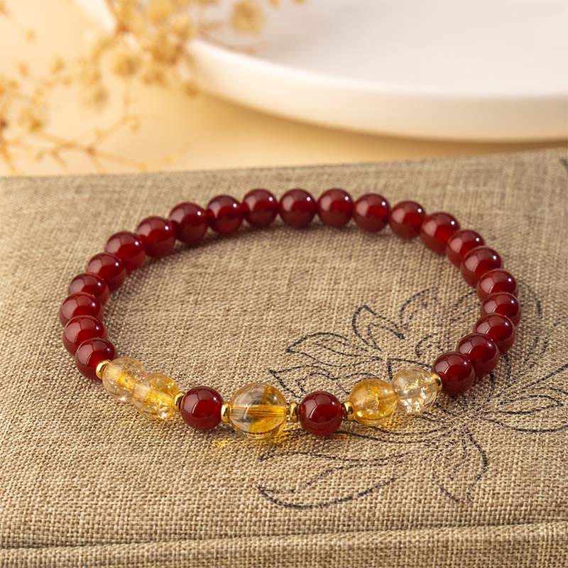 Pulsera de placer y confianza con Buddha Stones, ágata roja y citrino - image 2