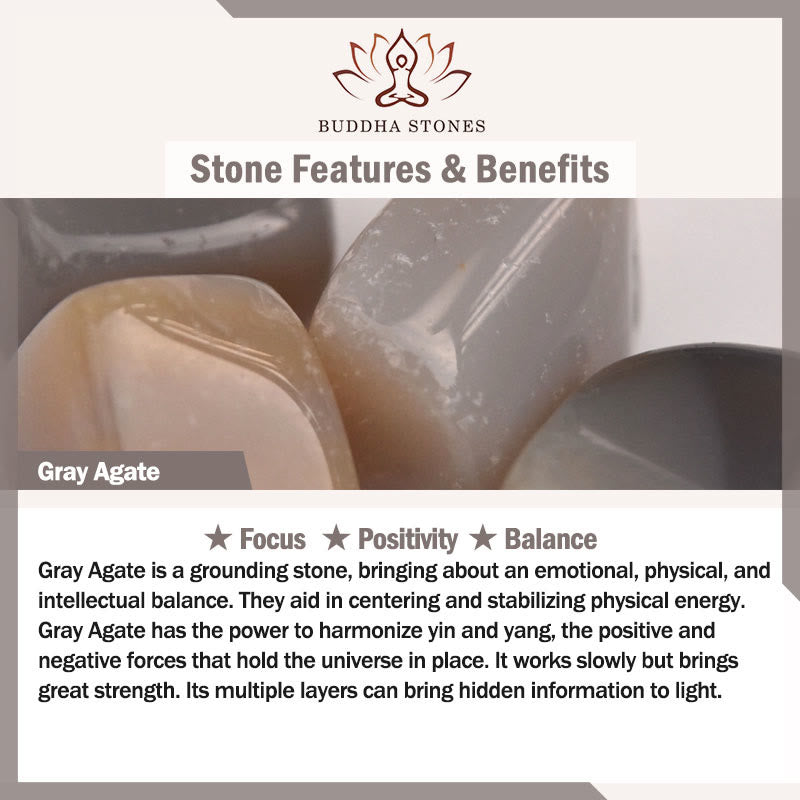 Pulsera de equilibrio con Buddha Stones, ágata gris, ágata roja y calcedonia. - image 6