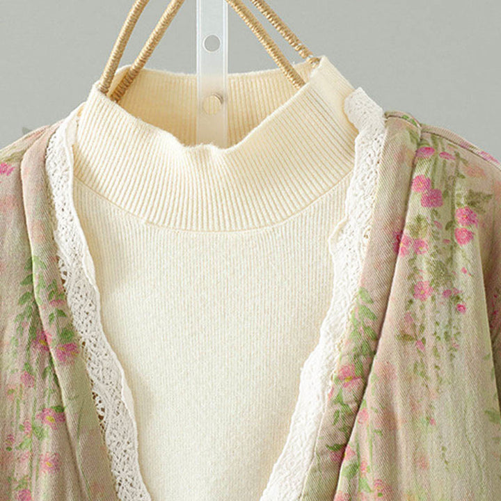 Chaqueta térmica de manga larga para mujer, de algodón, con bolsillos, estampado de encaje y Buddha Stones. - image 4