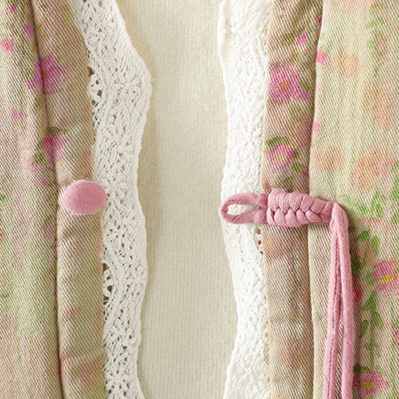 Chaqueta térmica de manga larga para mujer, de algodón, con bolsillos, estampado de encaje y Buddha Stones. - image 7