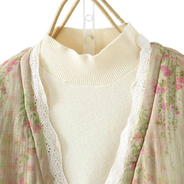 Chaqueta térmica de manga larga para mujer, de algodón, con bolsillos, estampado de encaje y Buddha Stones. - image 14