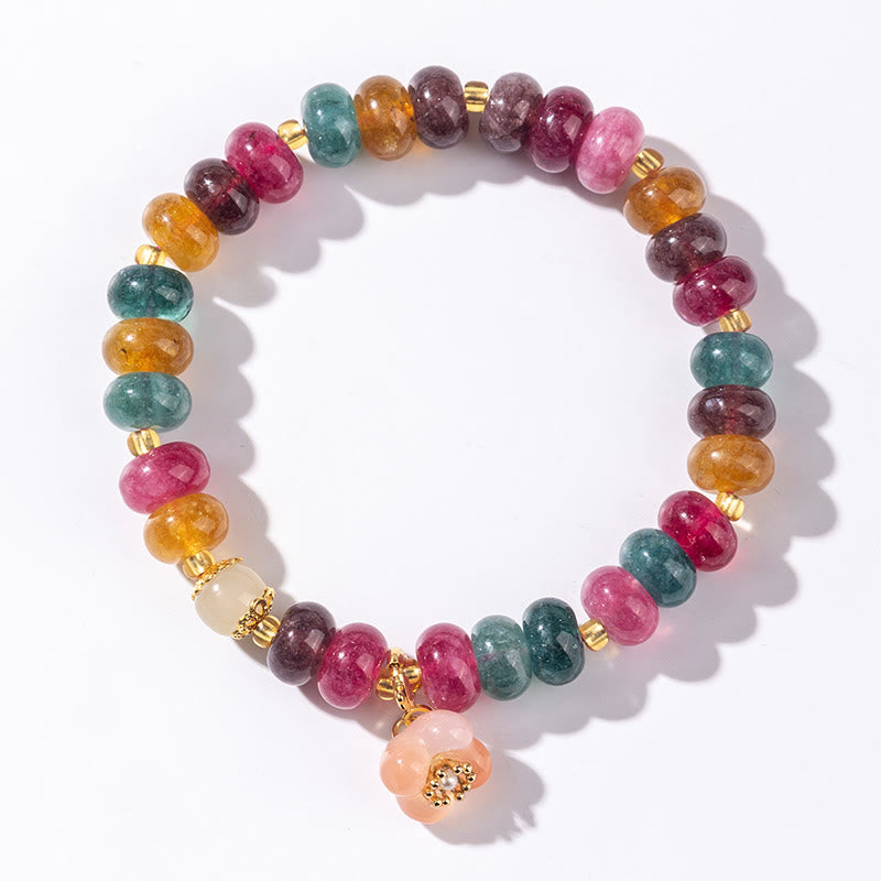 Pulsera de amor con Buddha Stones, turmalina, ágata Yanyuan y flores de durazno - image 2