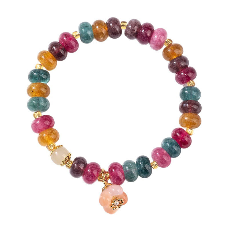 Pulsera de amor con Buddha Stones, turmalina, ágata Yanyuan y flores de durazno - image 1