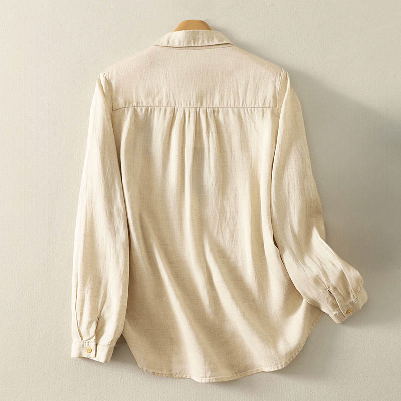 Camisa de manga larga con botones para mujer, con bordado de flores y Buddha Stones de primavera - image 2