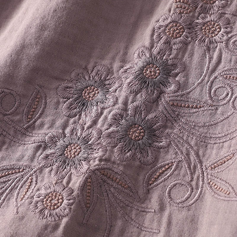 Camisa de manga larga con solapa para mujer con estampado de flores y Buddha Stones bordadas - image 19