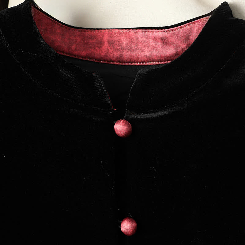 Chaqueta gruesa de manga larga para mujer con diseño de flores colgantes y Buddha Stones  - image 5