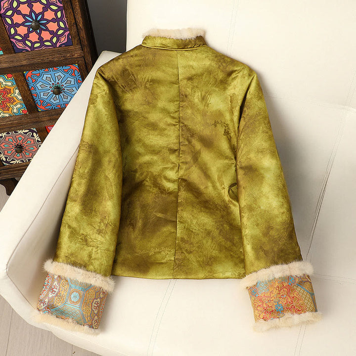 Chaqueta de manga larga y corte grueso para mujer con estampado tradicional chino de Buddha Stones.  - image 10