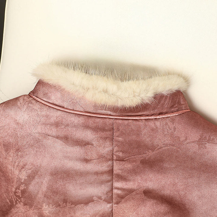 Chaqueta de manga larga y corte grueso para mujer con estampado tradicional chino de Buddha Stones.  - image 20