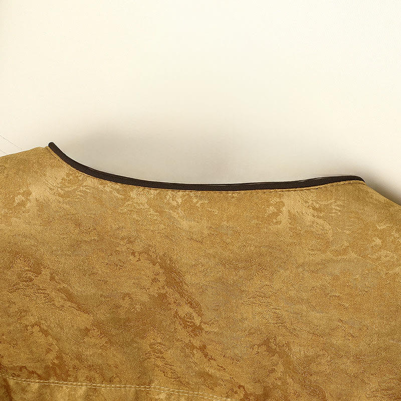 Chaqueta de manga larga gruesa para mujer con bolsillos, estampado jacquard oscuro, botones de rana y Buddha Stones. - image 3