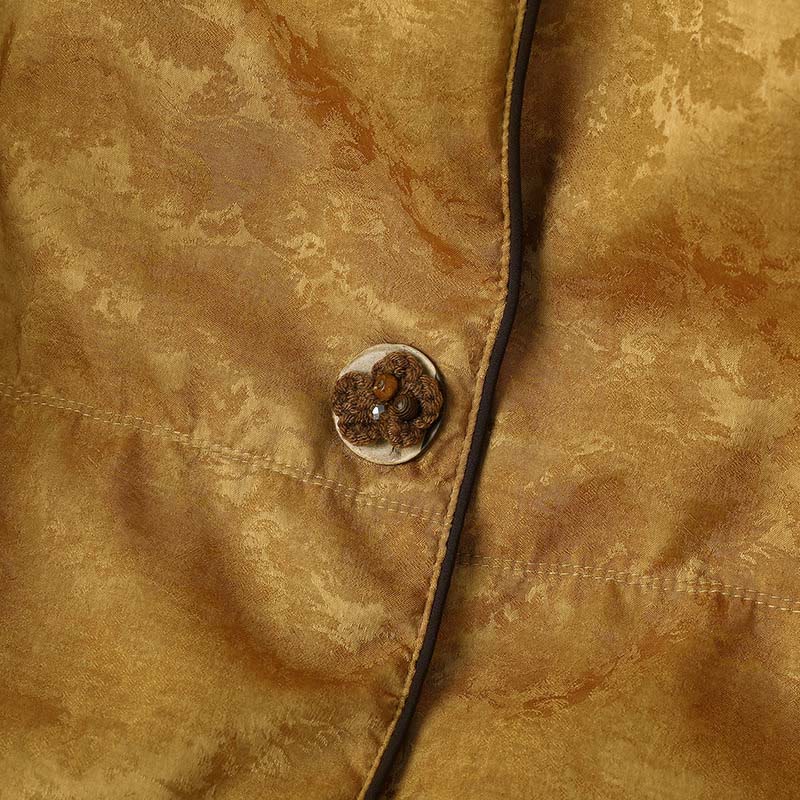 Chaqueta de manga larga gruesa para mujer con bolsillos, estampado jacquard oscuro, botones de rana y Buddha Stones. - image 6