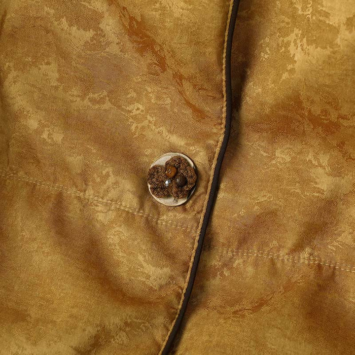 Chaqueta de manga larga gruesa para mujer con bolsillos, estampado jacquard oscuro, botones de rana y Buddha Stones. - image 6