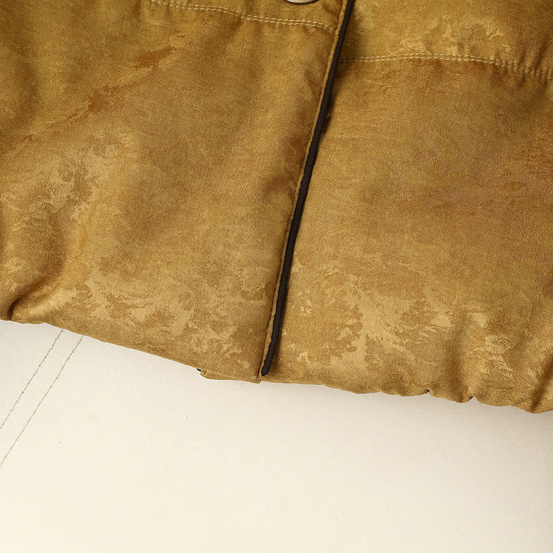 Chaqueta de manga larga gruesa para mujer con bolsillos, estampado jacquard oscuro, botones de rana y Buddha Stones. - image 8