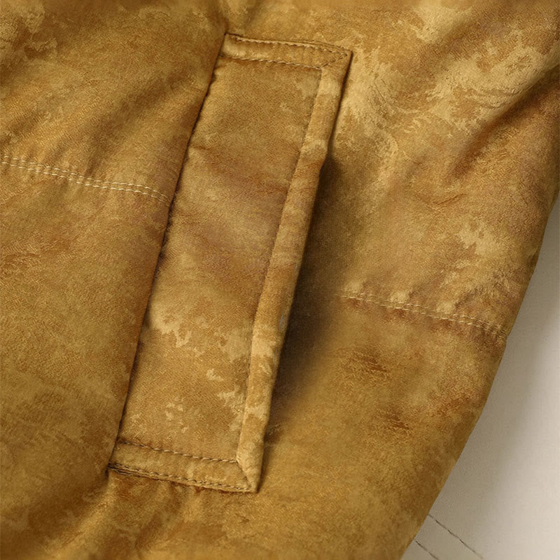 Chaqueta de manga larga gruesa para mujer con bolsillos, estampado jacquard oscuro, botones de rana y Buddha Stones. - image 10