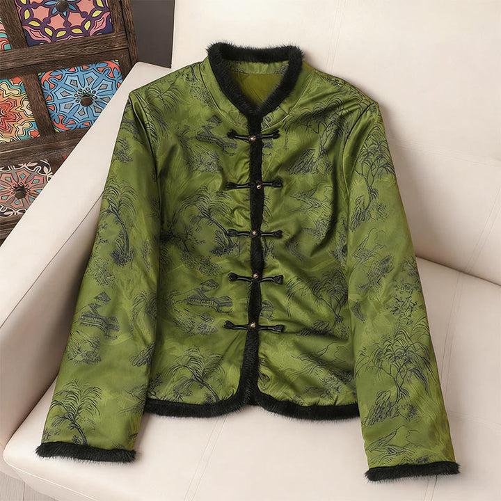 Chaqueta de manga larga y gruesa para mujer con estampado de flores, Buddha Stones.  - Verde oscuro - US12, UK/AU16, EU44 (4XL) - image 11