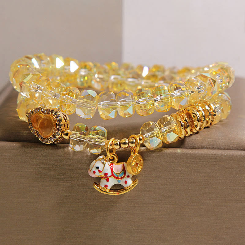 Pulsera de doble vuelta con Buddha Stones, símbolo del zodiaco chino del año del caballo, cristal, cobre y moneda. - image 6
