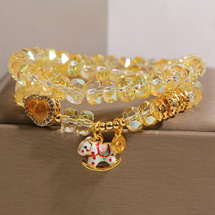 Pulsera de doble vuelta con Buddha Stones, símbolo del zodiaco chino del año del caballo, cristal, cobre y moneda. - image 6