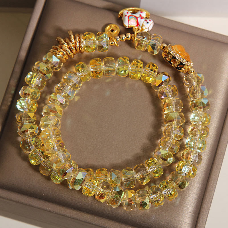 Pulsera de doble vuelta con Buddha Stones, símbolo del zodiaco chino del año del caballo, cristal, cobre y moneda. - image 3