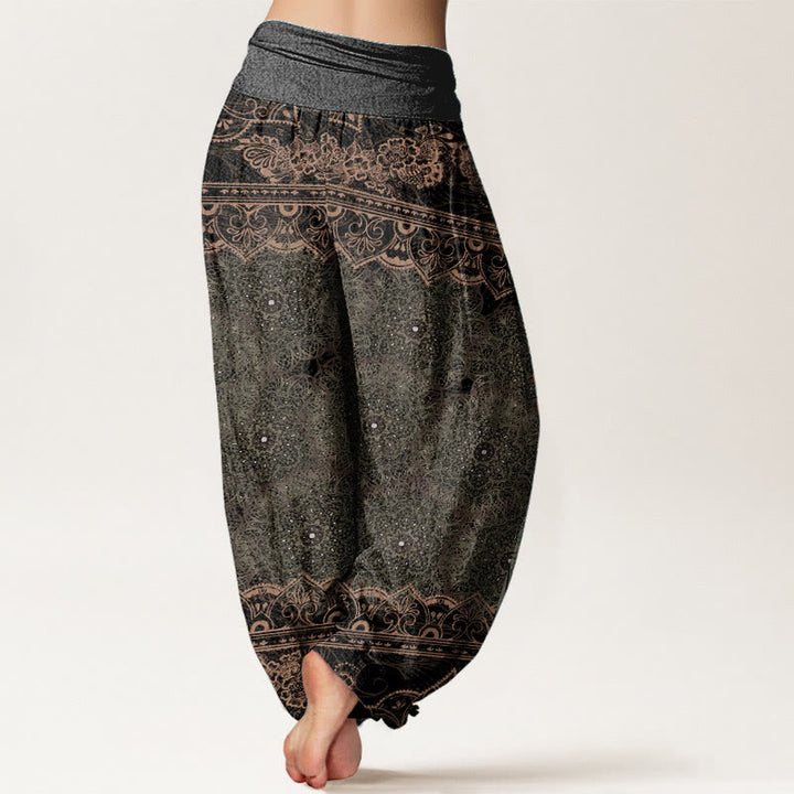 Pantalón tipo harem de cintura elástica para mujer con diseño elegante de mandala floral y Buddha Stones en algodón. - image 9